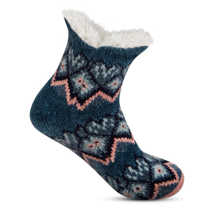 totes toasties® Ladies Chenille Crop Knitted Slipper Socks Multi Extra Image 3
